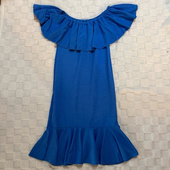 LulaRoe Blue Off-Shoulder Cici Midi Dress with Ruffle Details, Women’s Large NWT - Picture 2 of 7